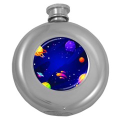 Artistic Space Planet Round Hip Flask (5 Oz) by danenraven