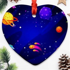 Artistic Space Planet Heart Ornament (two Sides) by danenraven