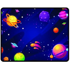 Artistic Space Planet Double Sided Fleece Blanket (medium)  by danenraven