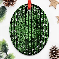 Matrix Technology Tech Data Digital Network Oval Filigree Ornament (two Sides) by Wegoenart