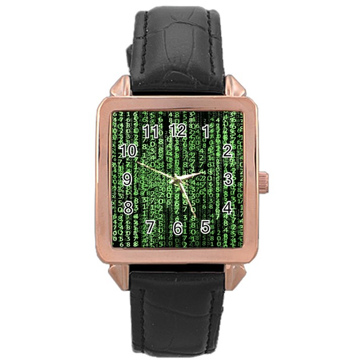 Matrix Technology Tech Data Digital Network Rose Gold Leather Watch 