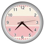 Background Pink Beige Decorative Texture Craft Wall Clock (Silver) Front