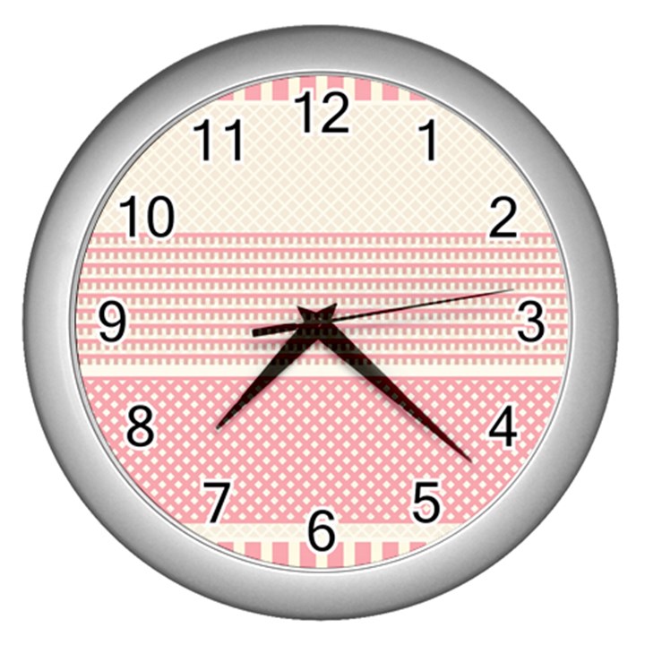 Background Pink Beige Decorative Texture Craft Wall Clock (Silver)