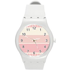 Background Pink Beige Decorative Texture Craft Round Plastic Sport Watch (m) by Wegoenart