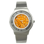 Lime Water Bubbles Macro Light Detail Background Stainless Steel Watch Front