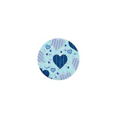 Hearts Pattern Paper Wallpaper Blue Background 1  Mini Magnets by Wegoenart