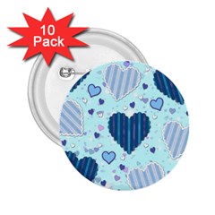 Hearts Pattern Paper Wallpaper Blue Background 2.25  Buttons (10 pack) 