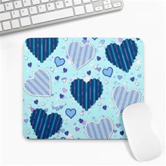 Hearts Pattern Paper Wallpaper Blue Background Large Mousepad by Wegoenart