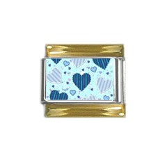 Hearts Pattern Paper Wallpaper Blue Background Gold Trim Italian Charm (9mm) by Wegoenart