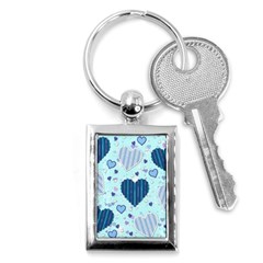 Hearts Pattern Paper Wallpaper Blue Background Key Chain (Rectangle)