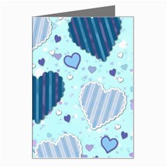 Hearts Pattern Paper Wallpaper Blue Background Greeting Card by Wegoenart