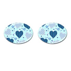 Hearts Pattern Paper Wallpaper Blue Background Cufflinks (oval) by Wegoenart