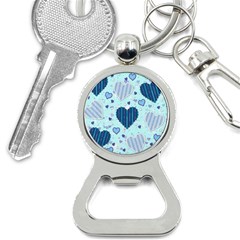 Hearts Pattern Paper Wallpaper Blue Background Bottle Opener Key Chain