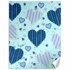 Hearts Pattern Paper Wallpaper Blue Background Canvas 12  X 16  by Wegoenart