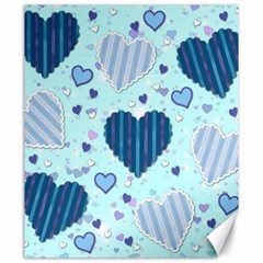 Hearts Pattern Paper Wallpaper Blue Background Canvas 20  X 24  by Wegoenart