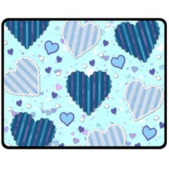 Hearts Pattern Paper Wallpaper Blue Background Fleece Blanket (Medium) 