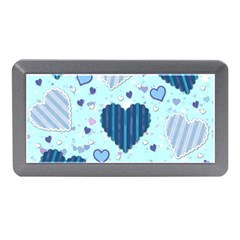 Hearts Pattern Paper Wallpaper Blue Background Memory Card Reader (Mini)