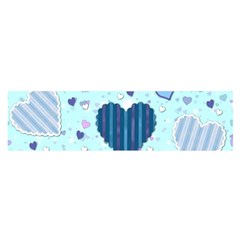 Hearts Pattern Paper Wallpaper Blue Background Oblong Satin Scarf (16  x 60 )