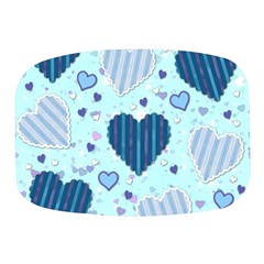 Hearts Pattern Paper Wallpaper Blue Background Mini Square Pill Box by Wegoenart