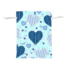 Hearts Pattern Paper Wallpaper Blue Background Lightweight Drawstring Pouch (s) by Wegoenart