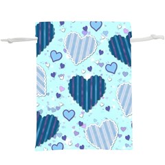 Hearts Pattern Paper Wallpaper Blue Background  Lightweight Drawstring Pouch (xl) by Wegoenart