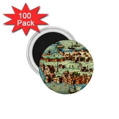 Medeival Ancient Map Fortress Island Seaport Town 1 75  Magnets (100 Pack)  by Wegoenart