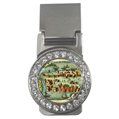 Medeival Ancient Map Fortress Island Seaport Town Money Clips (cz)  by Wegoenart