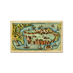 Medeival Ancient Map Fortress Island Seaport Town Sticker (rectangular) by Wegoenart