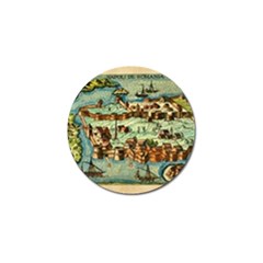 Medeival Ancient Map Fortress Island Seaport Town Golf Ball Marker (10 Pack) by Wegoenart