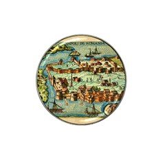 Medeival Ancient Map Fortress Island Seaport Town Hat Clip Ball Marker (4 Pack) by Wegoenart