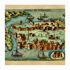 Medeival Ancient Map Fortress Island Seaport Town Medium Glasses Cloth by Wegoenart