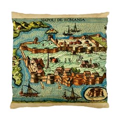 Medeival Ancient Map Fortress Island Seaport Town Standard Cushion Case (one Side) by Wegoenart