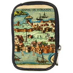 Medeival Ancient Map Fortress Island Seaport Town Compact Camera Leather Case by Wegoenart