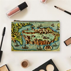 Medeival Ancient Map Fortress Island Seaport Town Cosmetic Bag (medium) by Wegoenart