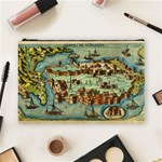 Medeival Ancient Map Fortress Island Seaport Town Cosmetic Bag (Large) Front