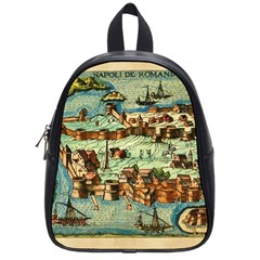 Medeival Ancient Map Fortress Island Seaport Town School Bag (small) by Wegoenart