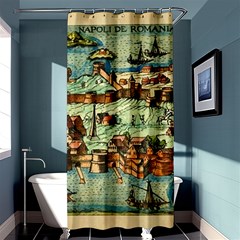 Medeival Ancient Map Fortress Island Seaport Town Shower Curtain 36  X 72  (stall)  by Wegoenart