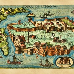 Medeival Ancient Map Fortress Island Seaport Town Play Mat (rectangle) by Wegoenart