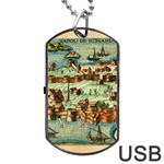 Medeival Ancient Map Fortress Island Seaport Town Dog Tag USB Flash (Two Sides) Back