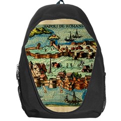 Medeival Ancient Map Fortress Island Seaport Town Backpack Bag by Wegoenart