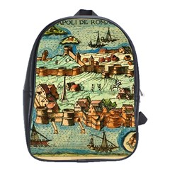 Medeival Ancient Map Fortress Island Seaport Town School Bag (xl) by Wegoenart