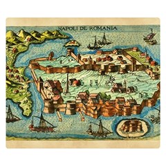 Medeival Ancient Map Fortress Island Seaport Town Double Sided Flano Blanket (small)  by Wegoenart