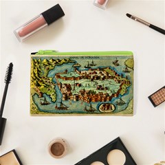 Medeival Ancient Map Fortress Island Seaport Town Cosmetic Bag (xs) by Wegoenart