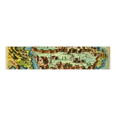 Medeival Ancient Map Fortress Island Seaport Town Velvet Scrunchie by Wegoenart