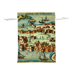 Medeival Ancient Map Fortress Island Seaport Town Lightweight Drawstring Pouch (s) by Wegoenart