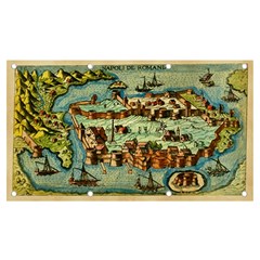 Medeival Ancient Map Fortress Island Seaport Town Banner And Sign 7  X 4  by Wegoenart