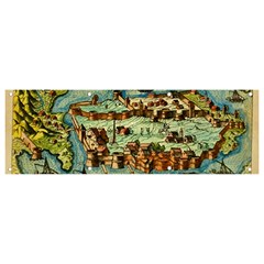 Medeival Ancient Map Fortress Island Seaport Town Banner And Sign 9  X 3  by Wegoenart