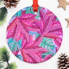 Sheets Tropical Reason Print Pattern Design Ornament (round) by Wegoenart