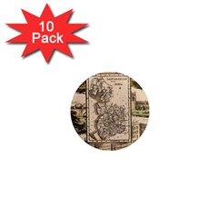 Antique Map Railway Lines Railway Train Char 1  Mini Magnet (10 Pack)  by Wegoenart