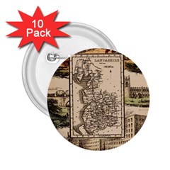 Antique Map Railway Lines Railway Train Char 2 25  Buttons (10 Pack)  by Wegoenart